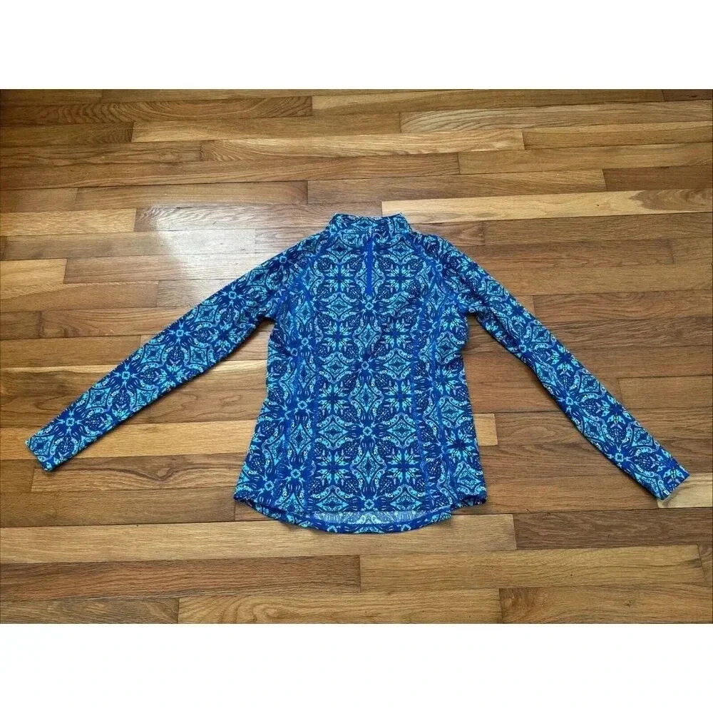 Coolibar UPF 50+ Long Sleeve Freestyle Shirt/Rash Guard 3/4 Zip Blue Size XS